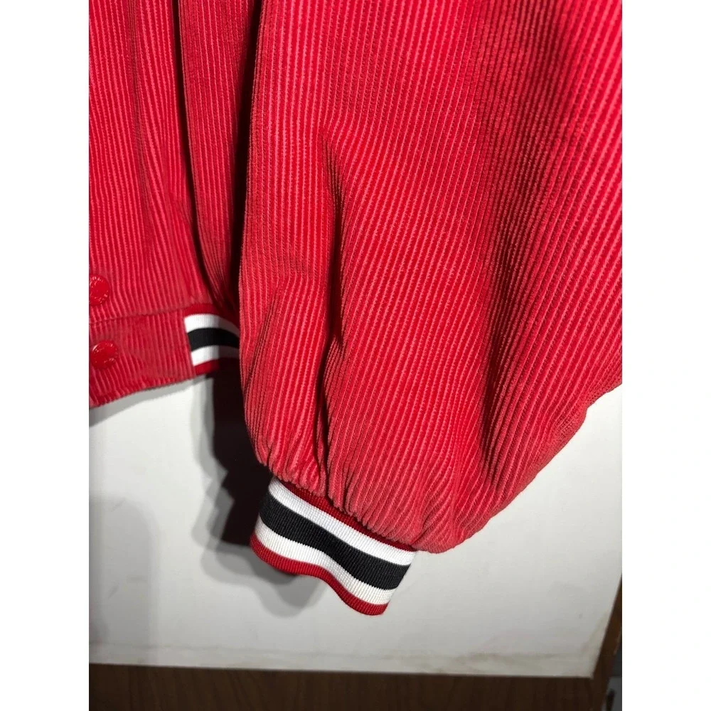 Vintage Detroit Red Wings Corduroy Varsity Jacket Spotlight Large Korea 80s‎